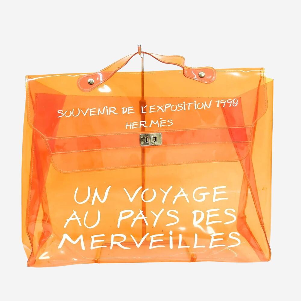 Hermes Hand Bag Orange Vinyl